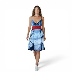 Lucky Brand Blue Tie-Dye Mini Dress XS(belt not included)